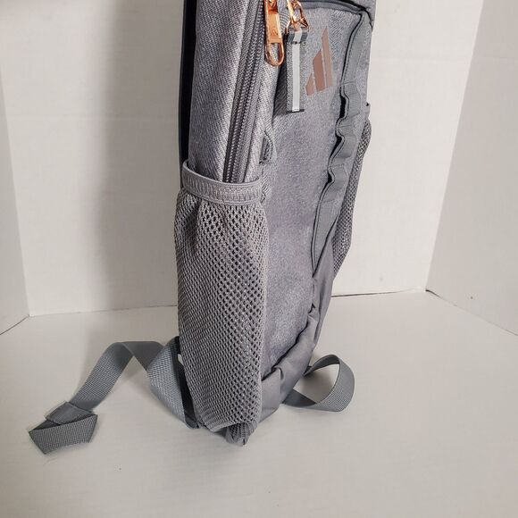 Adidas Backpack Gray with Rose Gold Logo School Laptop‎ Bag NWT - Picture 6 of 11